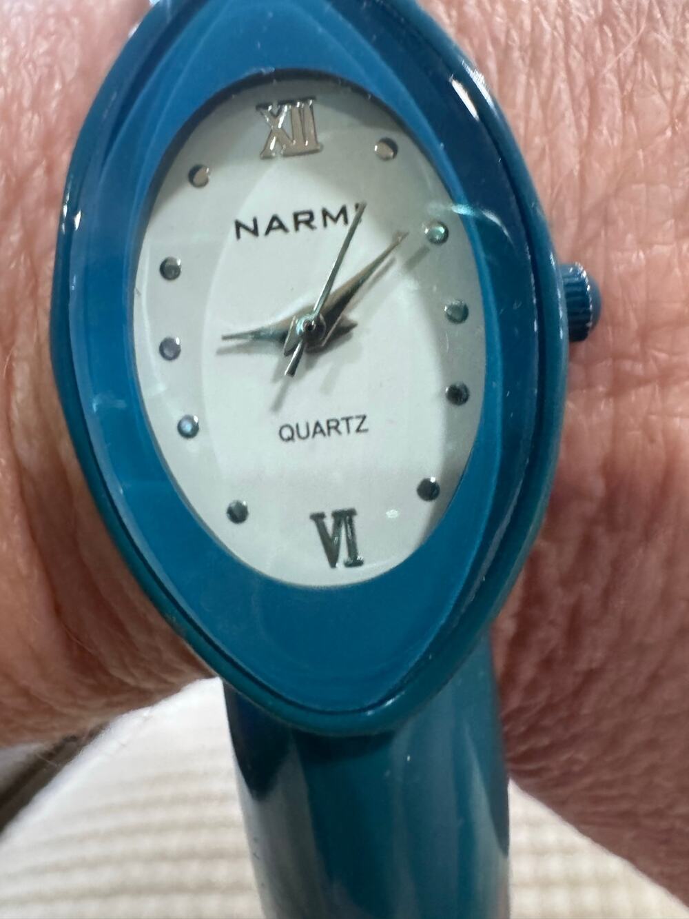 Vintage NARMI Teal Bangle Watch | Quartz | Retro Statement Bracelet Watch | Work